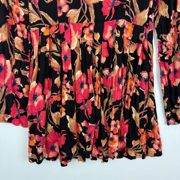 Free People Flowy Teagan Mini Floral Dress Black Pink - Size 6 - Picture 10 of 12